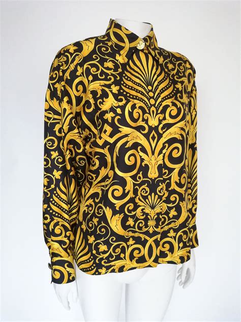 vintage gianni versace 100 cotton shirt top|Gianni Versace long sleeve.